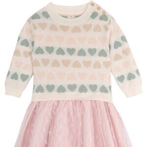 NWT Rare Editions Little Girls One Piece Heart Sweater and Matching Skirt